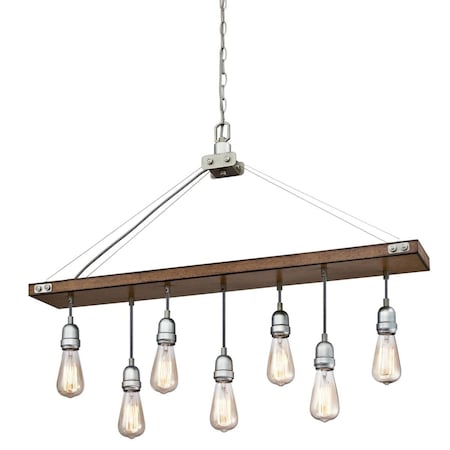 Westinghouse Chandelier 60W 7Lght Elway Barnwood Beam Galvanized Steel Accents 6351500